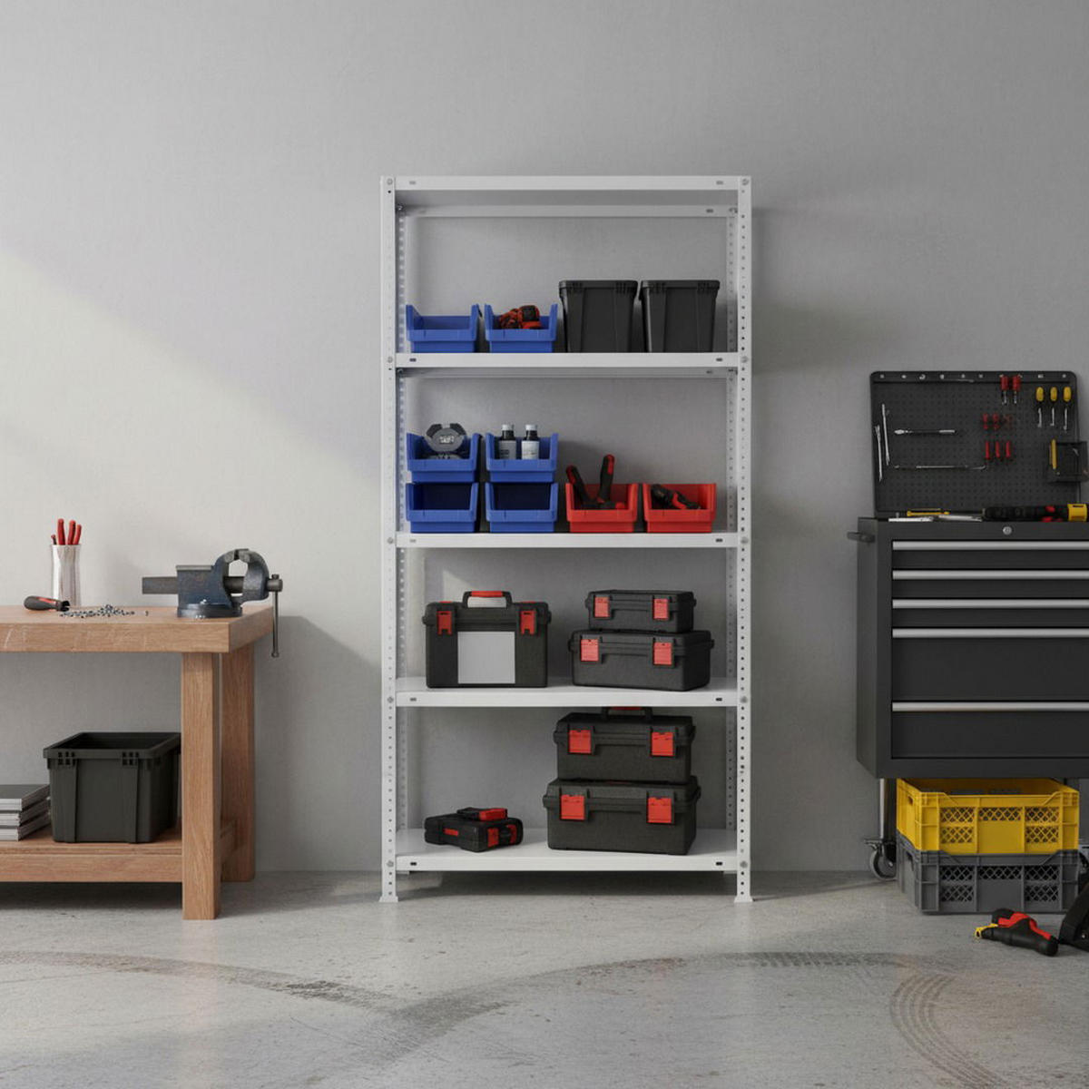 SCHRAUBREGAL PANDA | HxBxT 180x80x40cm | 5 Fachböden | Fachlast 75kg | Weiß - Weiß, Metall (80/180/40cm) - PROREGAL