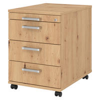 ROLLCONTAINER - 3 Materialschubladen 58/42,8/59 cm in Wildeiche Chromgriff (Metall) - Wildeiche, Holzwerkstoff (42.8/59/58cm) - bümö