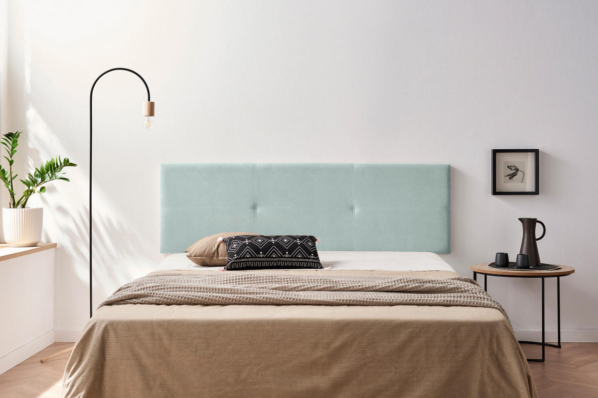 KOPFTEIL gepolstert ALMA Aqualine 90x50x5 cm - Wassergrün - Moonia - Pastellgrün, Holz (90/5/50cm)