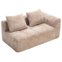 SOFA mit Seitentaschen 158 x 90 cm Chenille Khaki - Braun, Kunststoff (158/60/90cm) - Meubliv