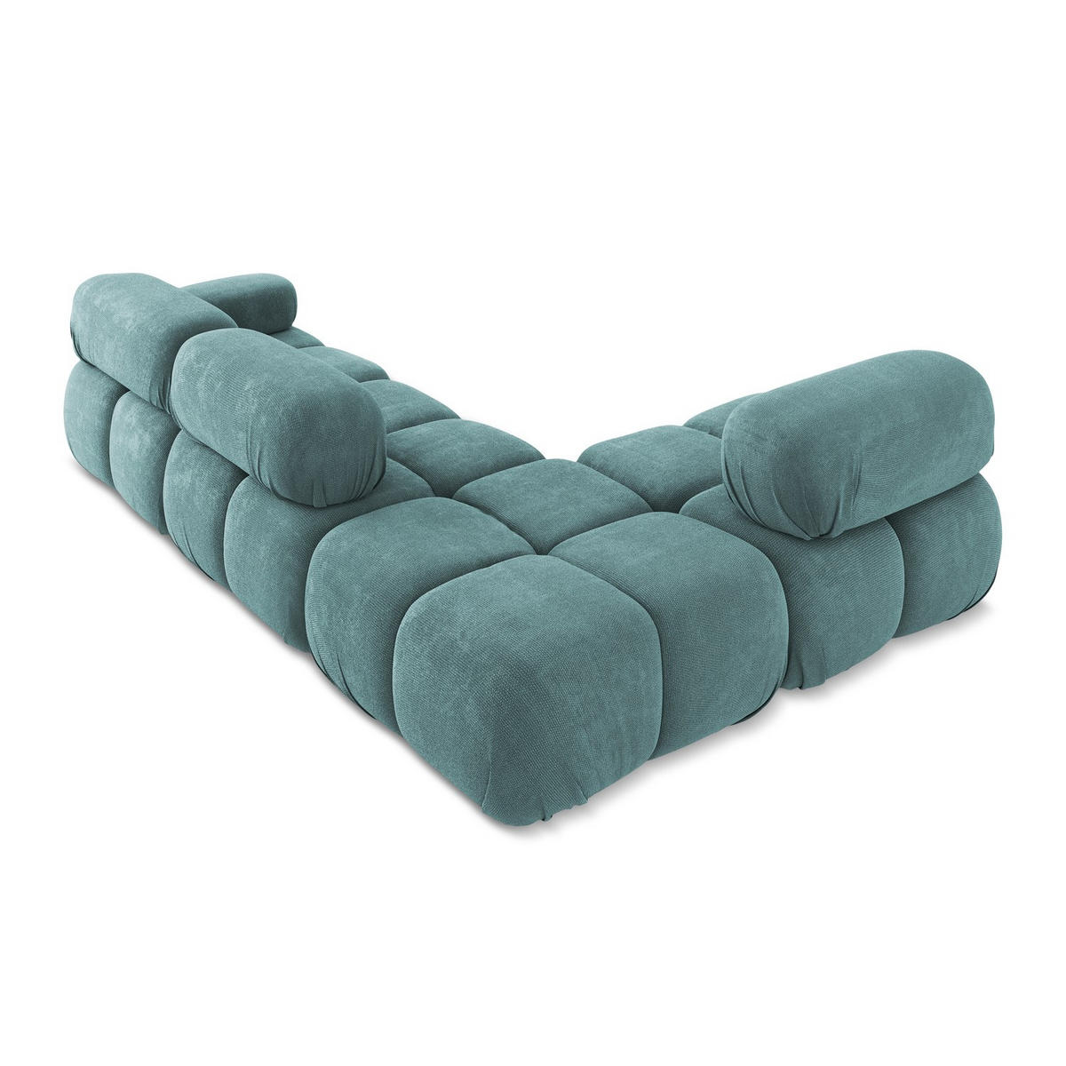 ECKSOFA Links Chenille Stoff Blau - Blau/Beige, Kunststoff/Textil (190/285cm) - LaMiaSofa
