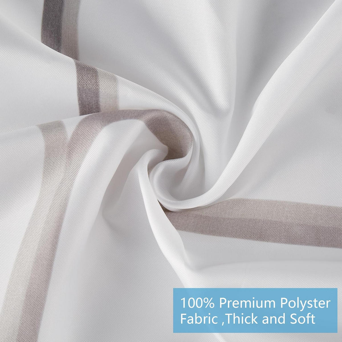 DUSCHVORHANG Weiß Karo Polyester wasserdicht maschinenwaschbar Badezimmer mit Haken - Weiß, Kunststoff (180/180cm) - MCBOSON