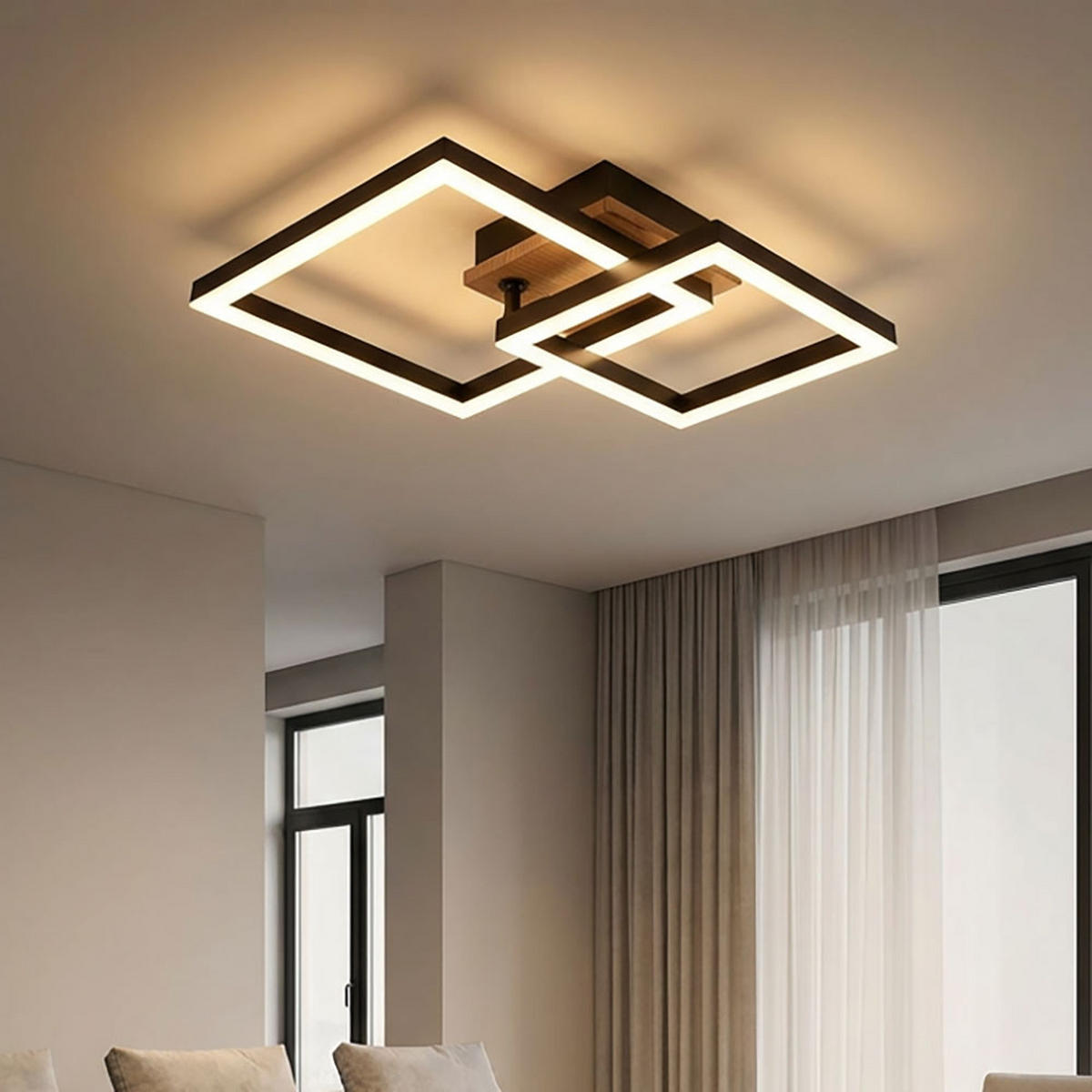 LED DECKENLEUCHTE Metall Schwarz - Schwarz, Metall (42/31/7.5cm) - Globo Lighting