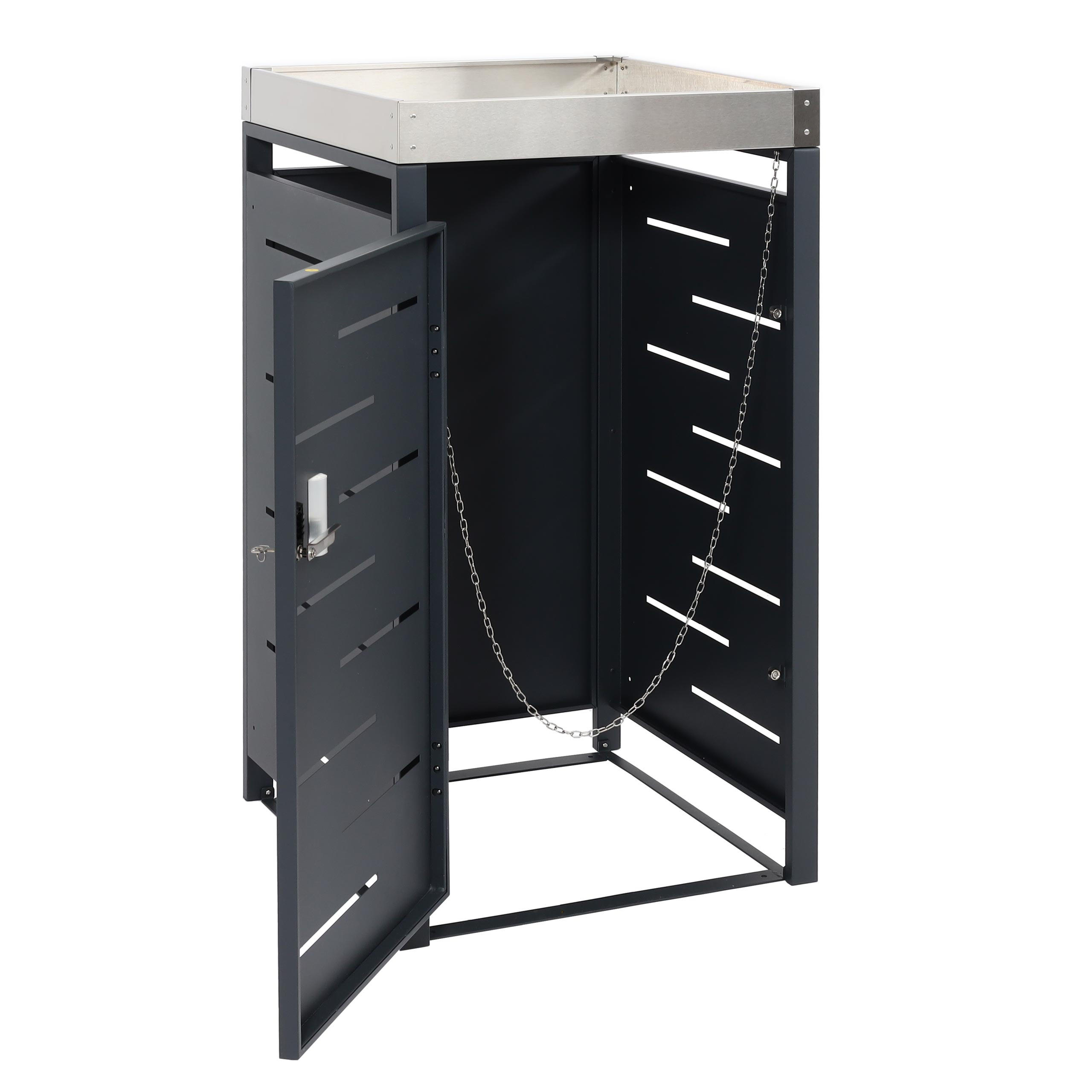 MÜLLTONNENBOX 1er 110x60x62cm 80-240 Liter - Anthrazit, Metall (60/110/62cm) - PROREGAL