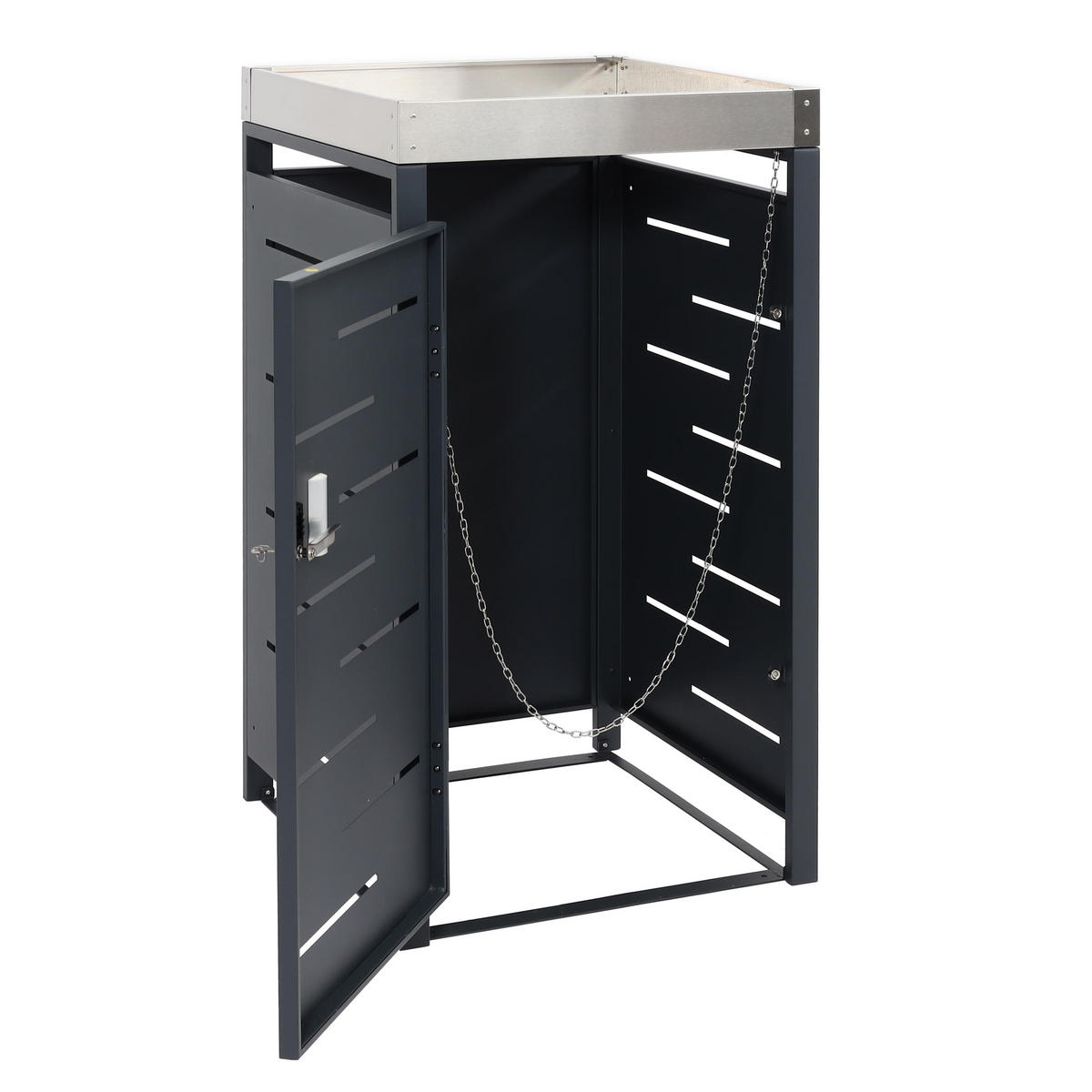 MÜLLTONNENBOX 1er 110x60x62cm 80-240 Liter - Anthrazit, Metall (60/110/62cm) - PROREGAL