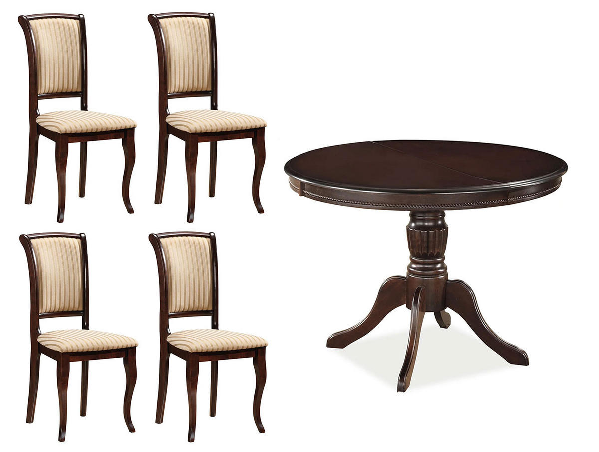 ESSZIMMER-SET Olivia 5-tlg Nussbaum dunkel - Nussbaumfarben, Holz (286/96/106cm) - Feldmann-Wohnen