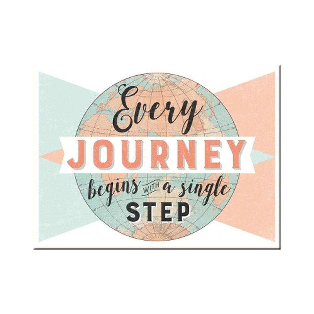 MAGNET 6/8 cm Word Up Every Journey begins - Multicolor, Metall (8/6/0.1cm) - Nostalgic-Art
