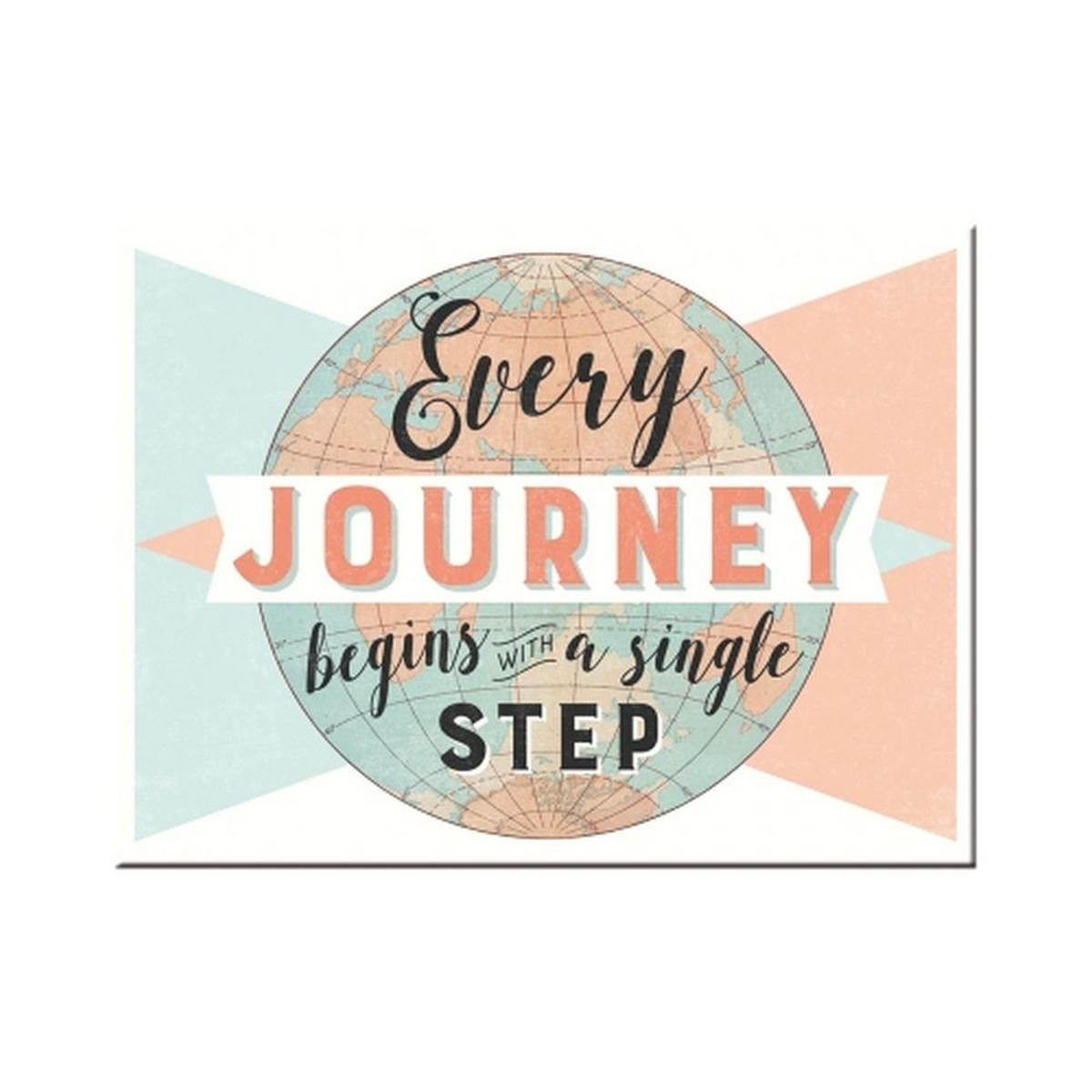 MAGNET 6/8 cm Word Up Every Journey begins - Multicolor, Metall (8/6/0.1cm) - Nostalgic-Art
