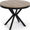 ESSTISCH Ross runder ausziehbarer, Sonoma Eiche 90-170/90/76 cm - Schwarz/Sonoma Eiche, Holzwerkstoff/Metall (90/90/76cm) - WFL GROUP