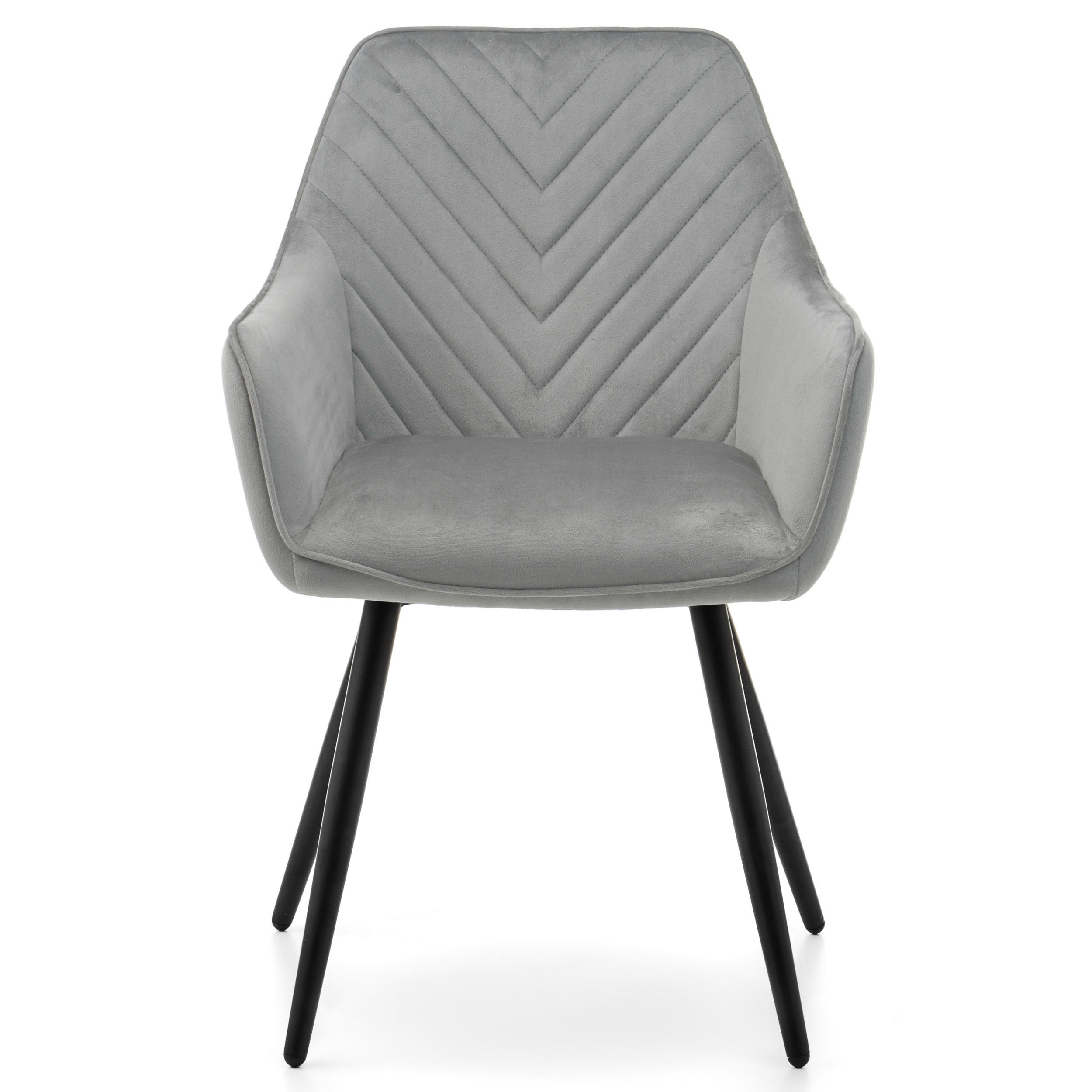 STUHL VASTO gepolstert mit Steppung - hellgrau - Samt Velours - Hellgrau/Schwarz, Textil/Metall (58/87/60cm) - NEW HOME