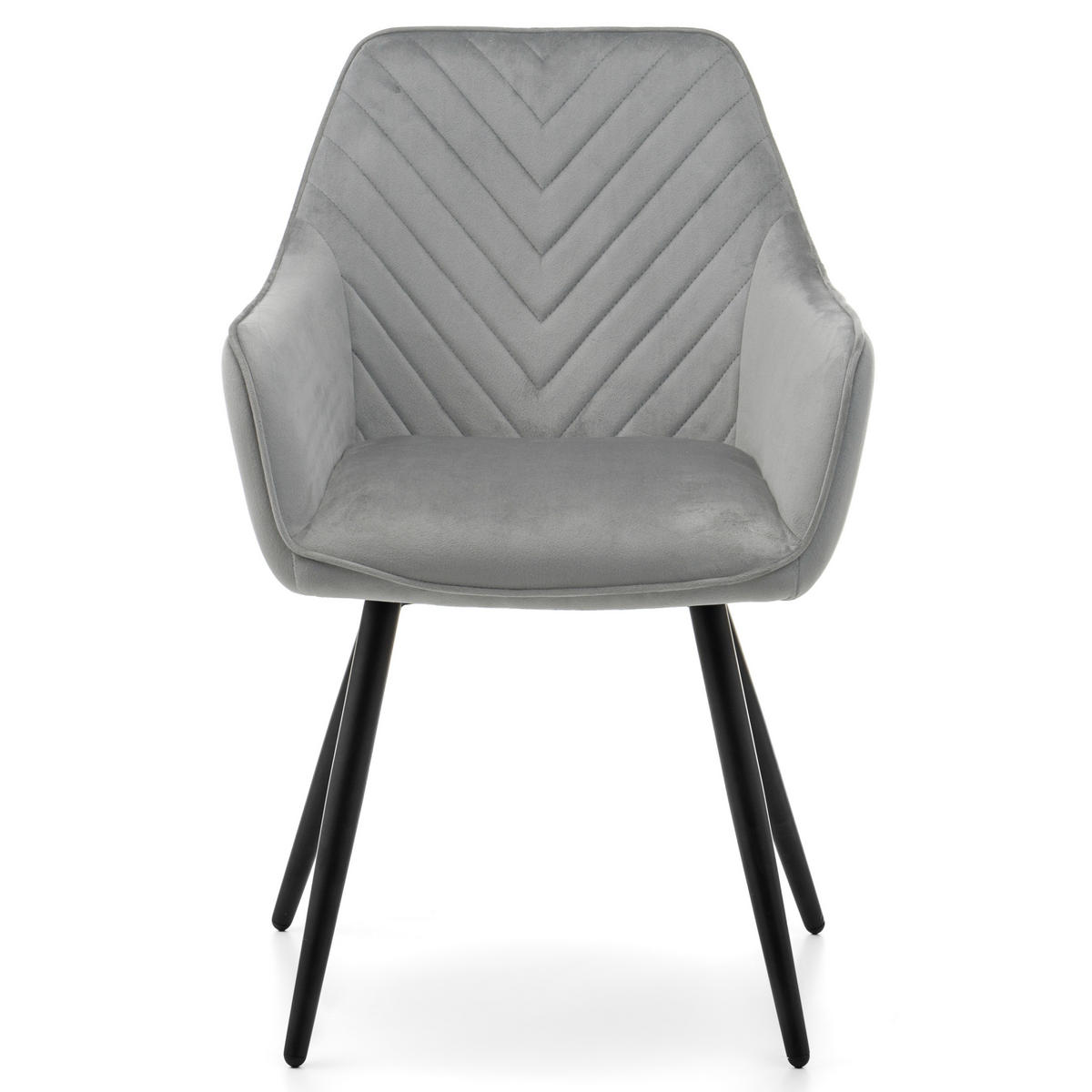 STUHL VASTO gepolstert mit Steppung - hellgrau - Samt Velours - Hellgrau/Schwarz, Textil/Metall (58/87/60cm) - NEW HOME