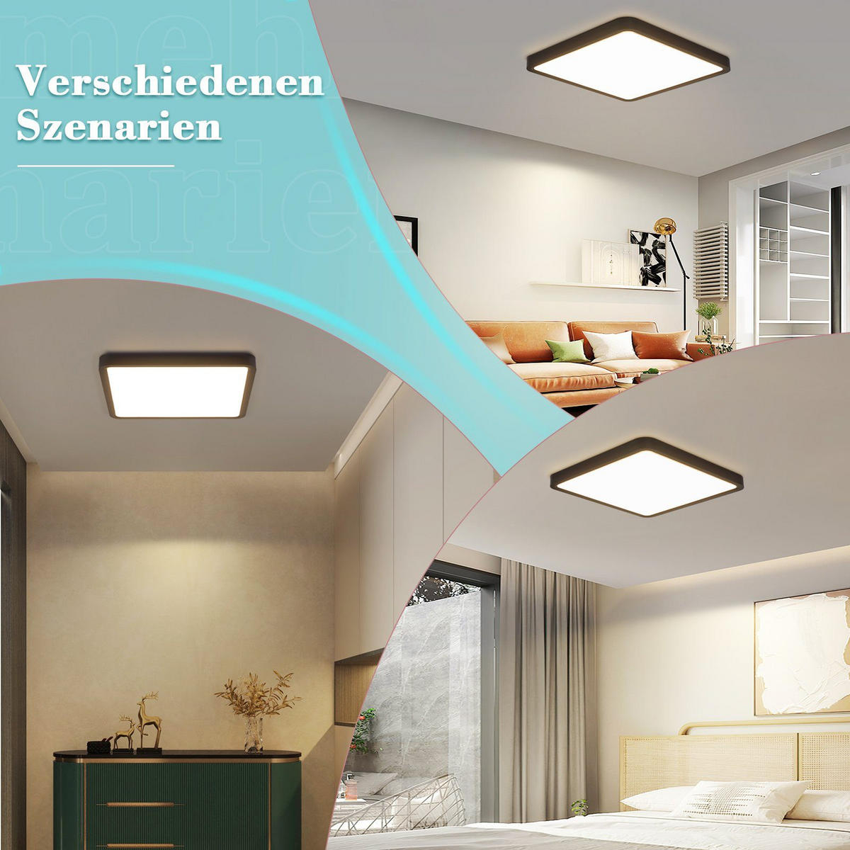 LED-DECKENLEUCHTE 23/23/2.5 cm - Schwarz, Kunststoff (23/23/2.5cm) - Nettlife