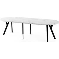 ESSTISCH Twixy XXL groß rund oval ausziehbar, Marmor Weiß 100-250/100/76 cm - Ecru/Schwarz, Holz/Holzwerkstoff (100/100/76cm) - WFL GROUP