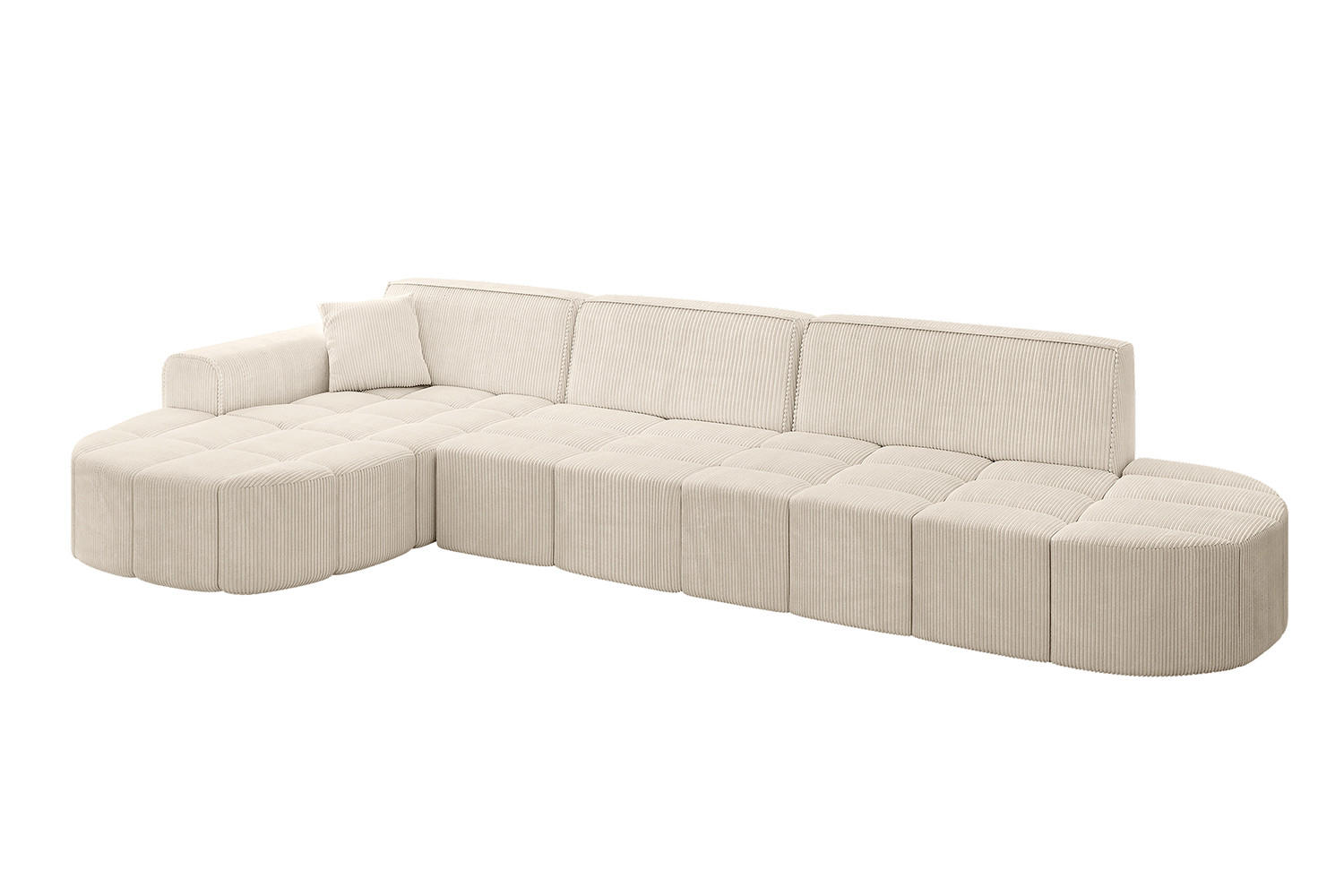ECKSOFA Ottomane Links LIVO-L2 - 337x173x79,5 cm Beige - Beige, Holzwerkstoff/Textil (337/173cm) - ALTDECOR