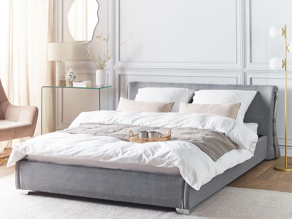 POLSTERBETT 160/200cm Grau Paris - Grau, Textil (160/200cm) - Beliani