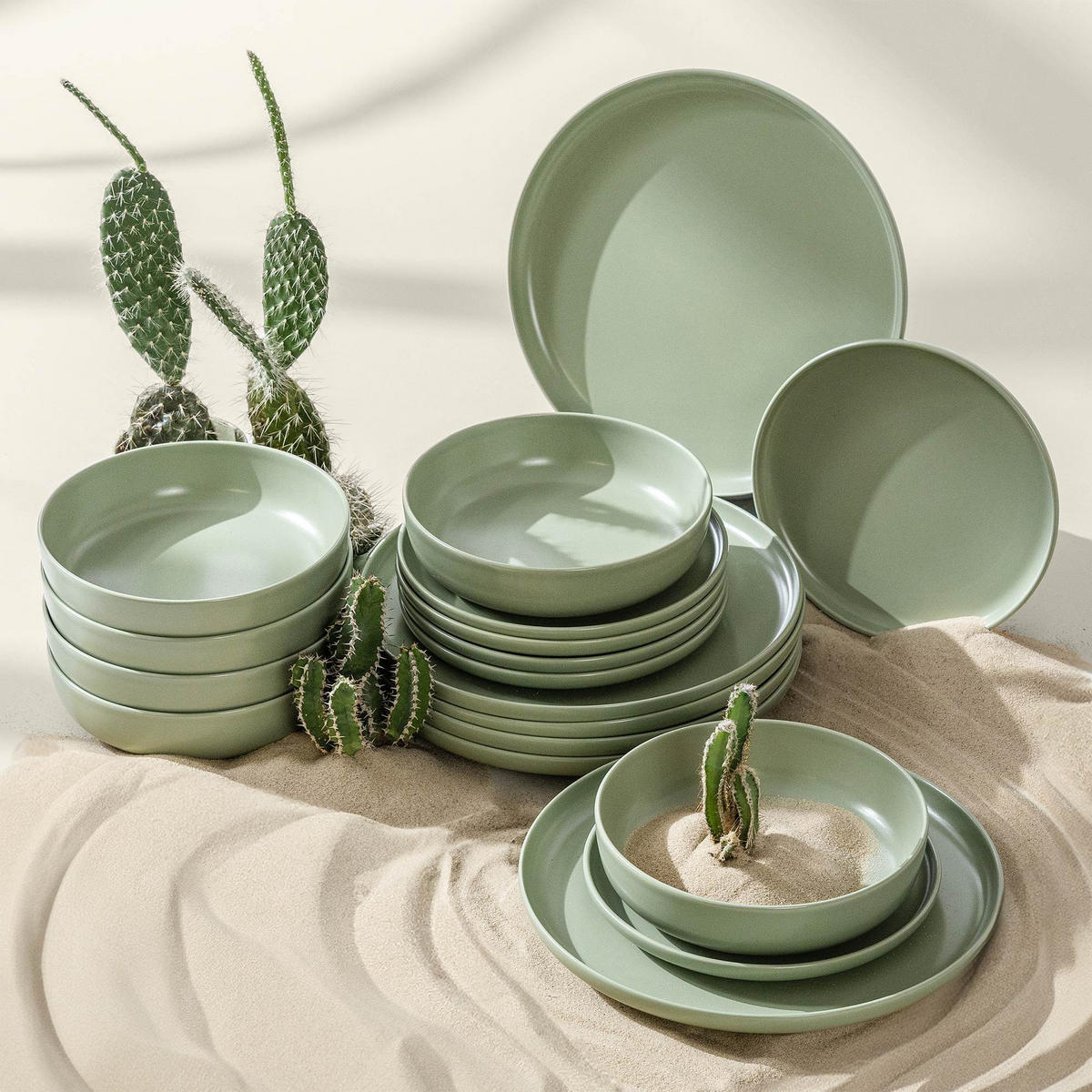 TAFELSERVICE VICTO 6 Personen 18-tlg Grün - Grün, Keramik (27/2/27cm) - KONSIMO®