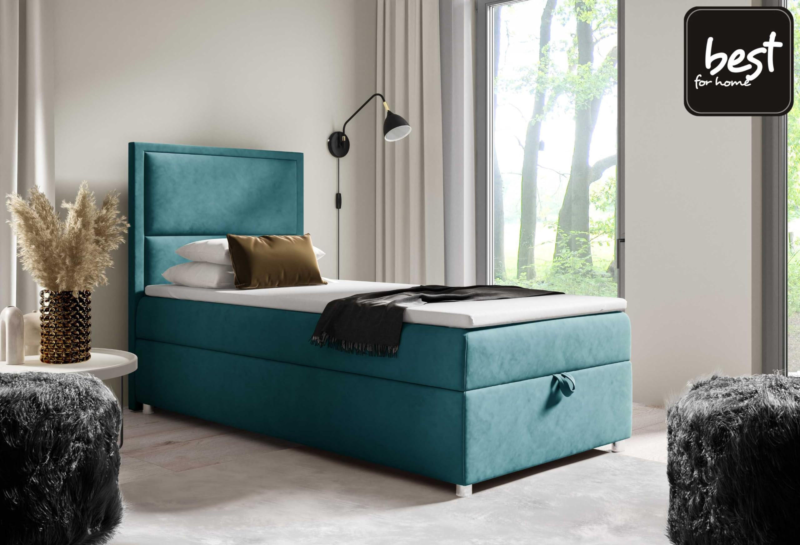 BOXBETT mit Bettkasten Trinity K11-SINGLE Bonellfederkern inkl. Topper - Hellblau, Holz/Holzwerkstoff (100/200cm) - Best For Home