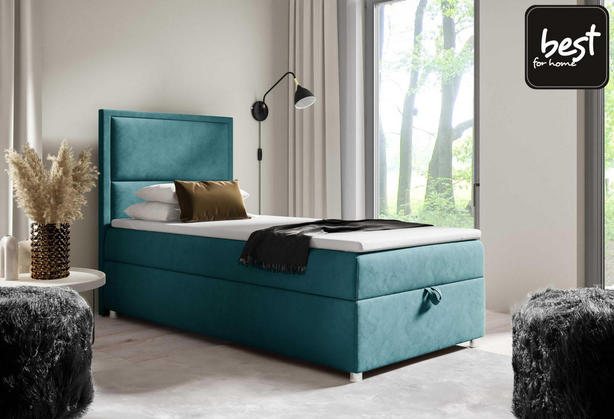 BOXBETT mit Bettkasten Trinity K11-SINGLE Bonellfederkern inkl. Topper - Hellblau, Holz/Holzwerkstoff (100/200cm) - Best For Home
