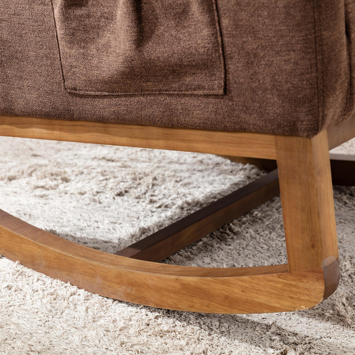 SCHAUKELSTUHL Leinen Kaffee - Braun, Holz/Textil (69/101/94cm) - Urban Meuble