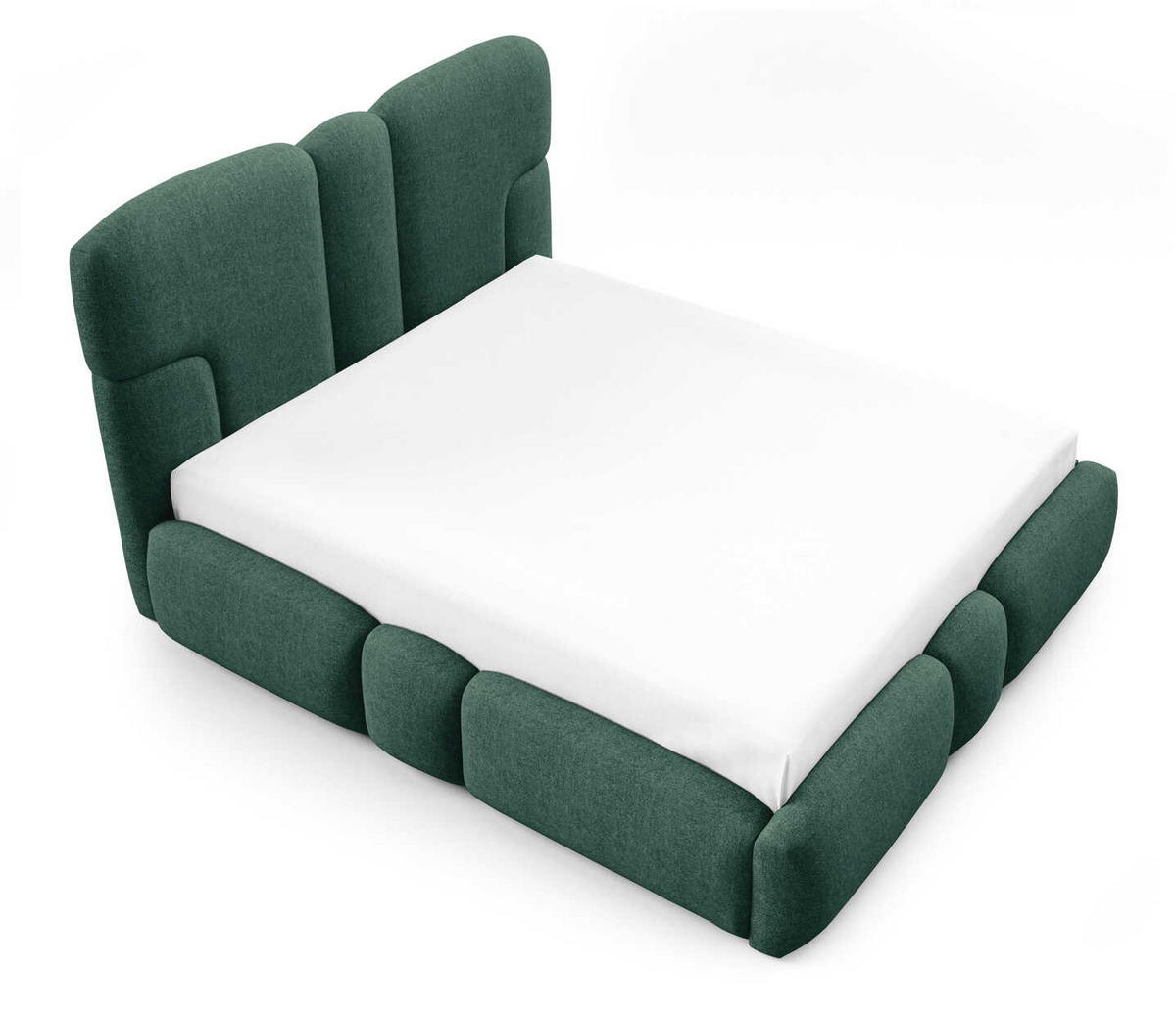 POLSTERBETT 180x200 Safron mit LED, Metall-Lattenrost, Grün - Grün, Holz/Textil (180/200cm) - Emporius