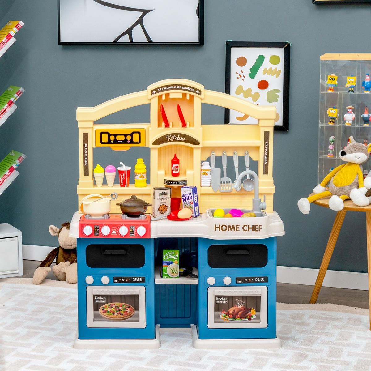 SPIELKÜCHENSET Blau - Blau, Kunststoff (23/83/66cm) - COSTWAY