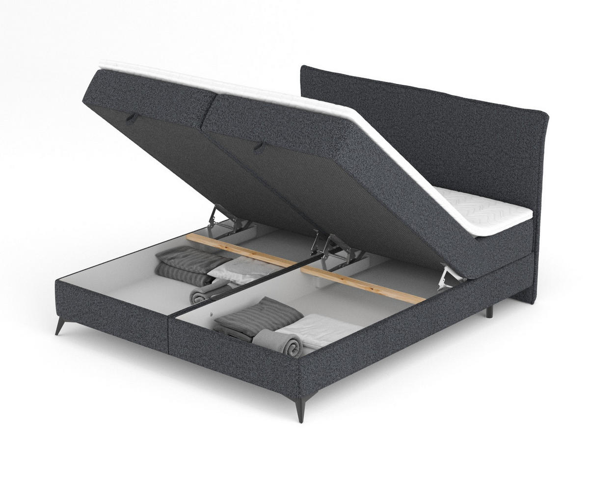 BOXBETT Peru Schwarz 200/200 cm im Webstoff - Schwarz, Holz/Holzwerkstoff (200/200cm) - Maison de Reve