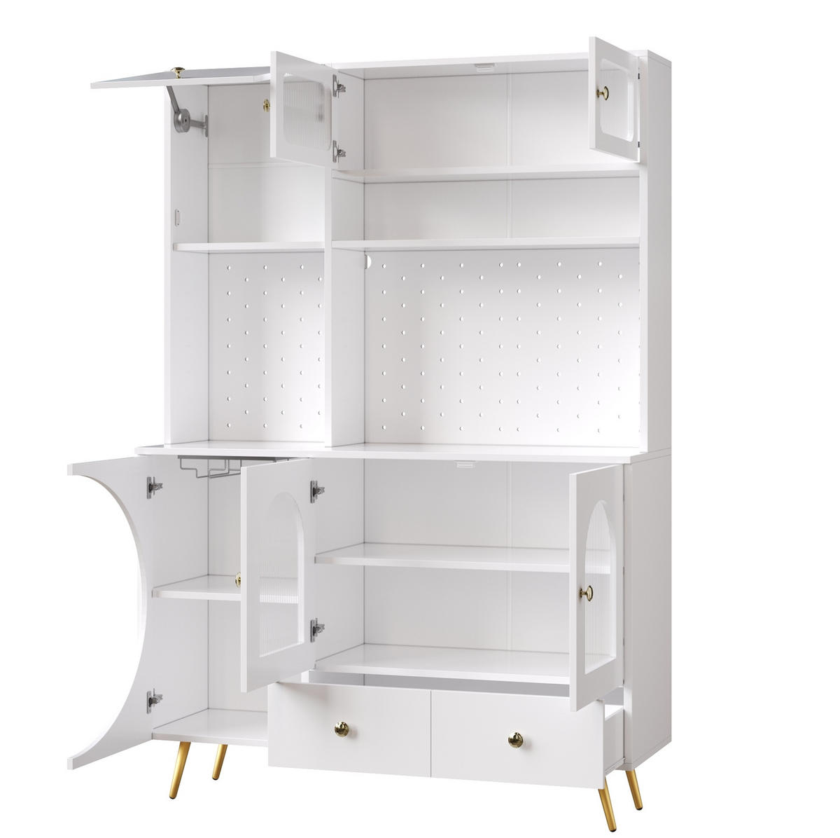 ANRICHTE 120/40/176 cm in Weiß mit LED-Beleuchtung und USB-Anschlüssen - Weiß, Holzwerkstoff (120/176/40cm) - Flora Grace
