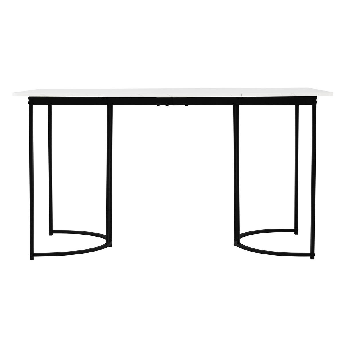 ESSTISCH 140x80x75 cm in Weiß und Schwarz aus MDF mit Marmormuster auf stabilem Metallgestell - Weiß, Holzwerkstoff (140/80/75cm) - Modfu