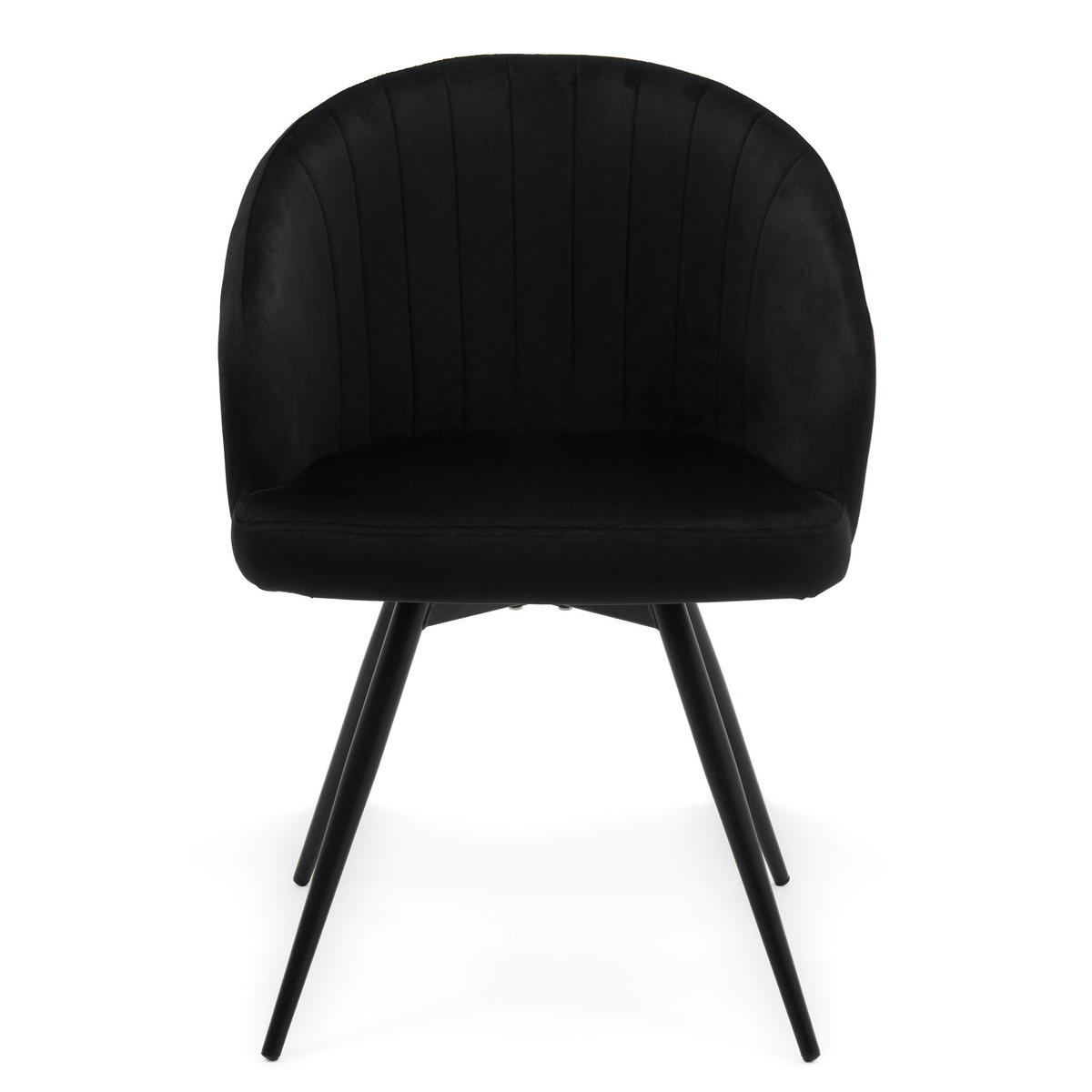 STUHL MODENA drehbar gepolsterter mit Steppung - schwarz - Samt Velour - Schwarz, Textil/Metall (57/80/59cm) - NEW HOME