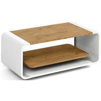 COUCHTISCH Sora in Lancelot Eiche mit abgerundetem weißem Metallgestell 100/50/41 cm - Eichefarben/Schwarz, Holzwerkstoff (50/100/41cm) - WFL GROUP