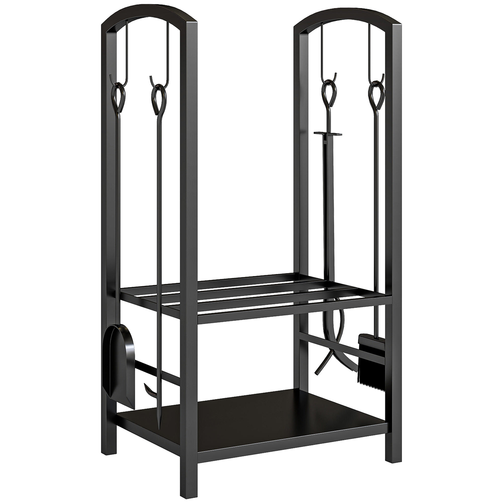KAMINHOLZSTÄNDER, Stahl, Schwarz - Schwarz, Metall (30/745/40cm) - Outsunny