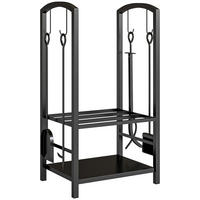 KAMINHOLZSTÄNDER, Stahl, Schwarz - Schwarz, Metall (30/745/40cm) - Outsunny