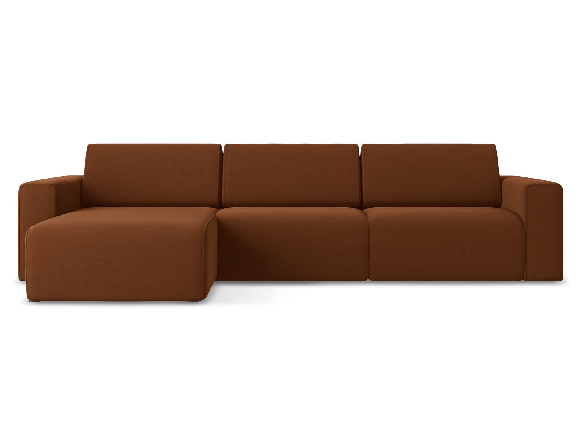 ECKSOFA Links Samt Stoff Orange - Rot/Terra cotta, Kunststoff/Textil (167/314cm) - Makamii