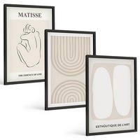 BILDER SET 3er Set - 40x60 cm Schwarzer Rahmen - Stilvolle minimalistische Linien - Schwarz, Kunststoff (40/60cm) - TULUP