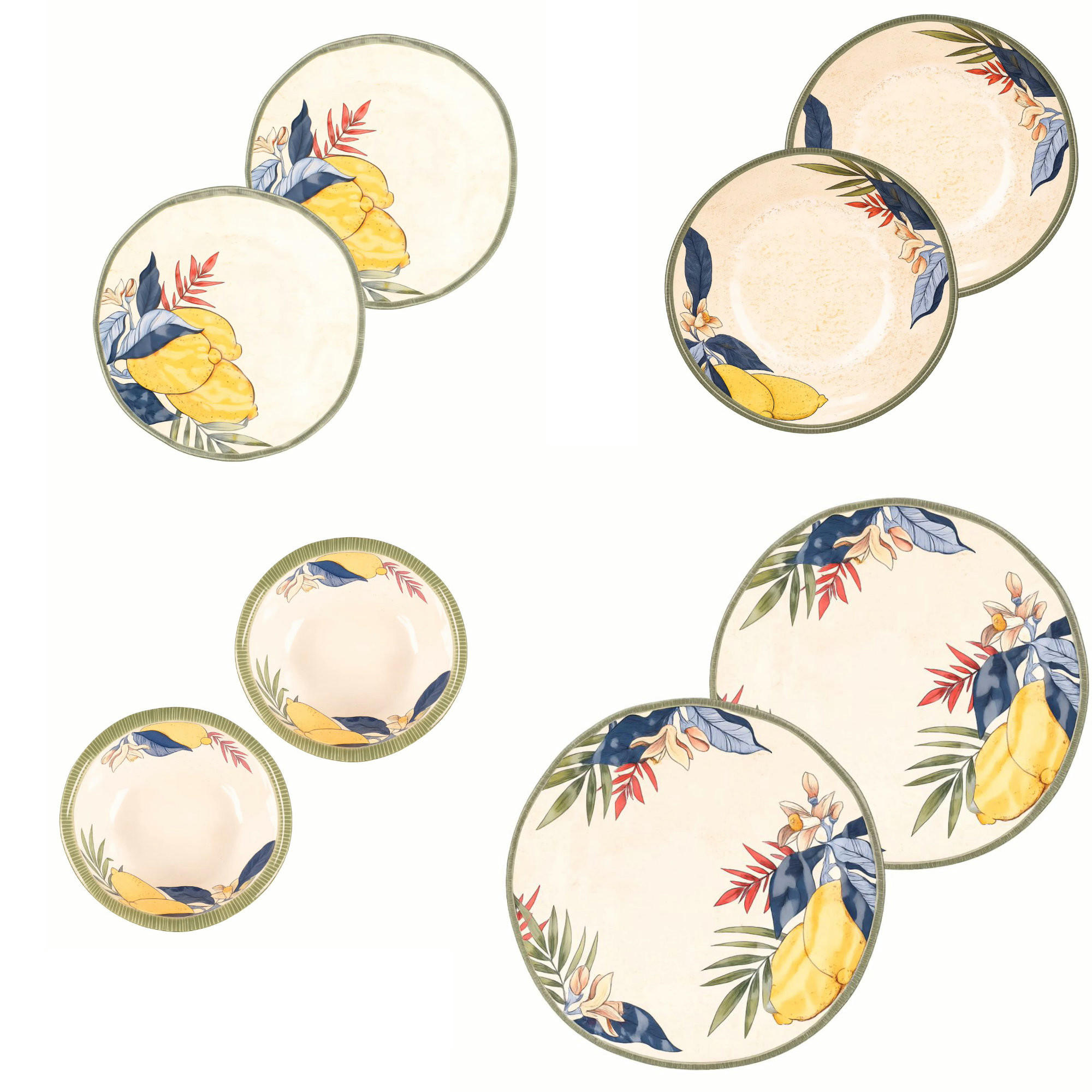 GESCHIRRSET 8-teilig Limu Melamin - Multicolor, Kunststoff (35/3/35cm) - Rose & Tulipani