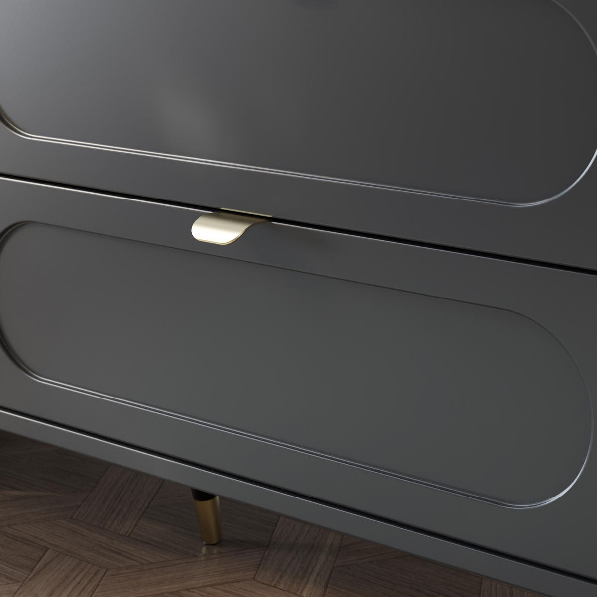 KOMMODE LONA, Schwarz - Schwarz, Holzwerkstoff/Metall (138/80/40cm) - KONSIMO®