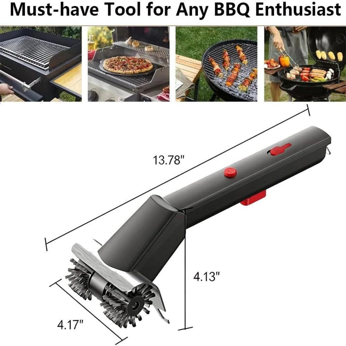 GRILLBÜRSTE Elektrische & Edelstahl Schwarz, Schwarz - Schwarz, Kunststoff (10cm) - Authentics