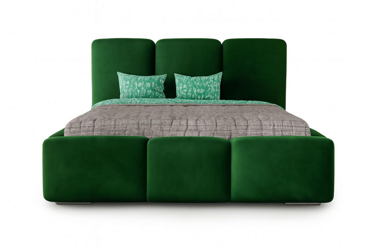 POLSTERBETT ROYAL, 160 x 200 cm mit Bettkasten und Lattenrost aus Metall, Velourstoff, Frabe: Grün - Grün, Holz/Kunststoff (160/200cm) - Agmat-Furniture