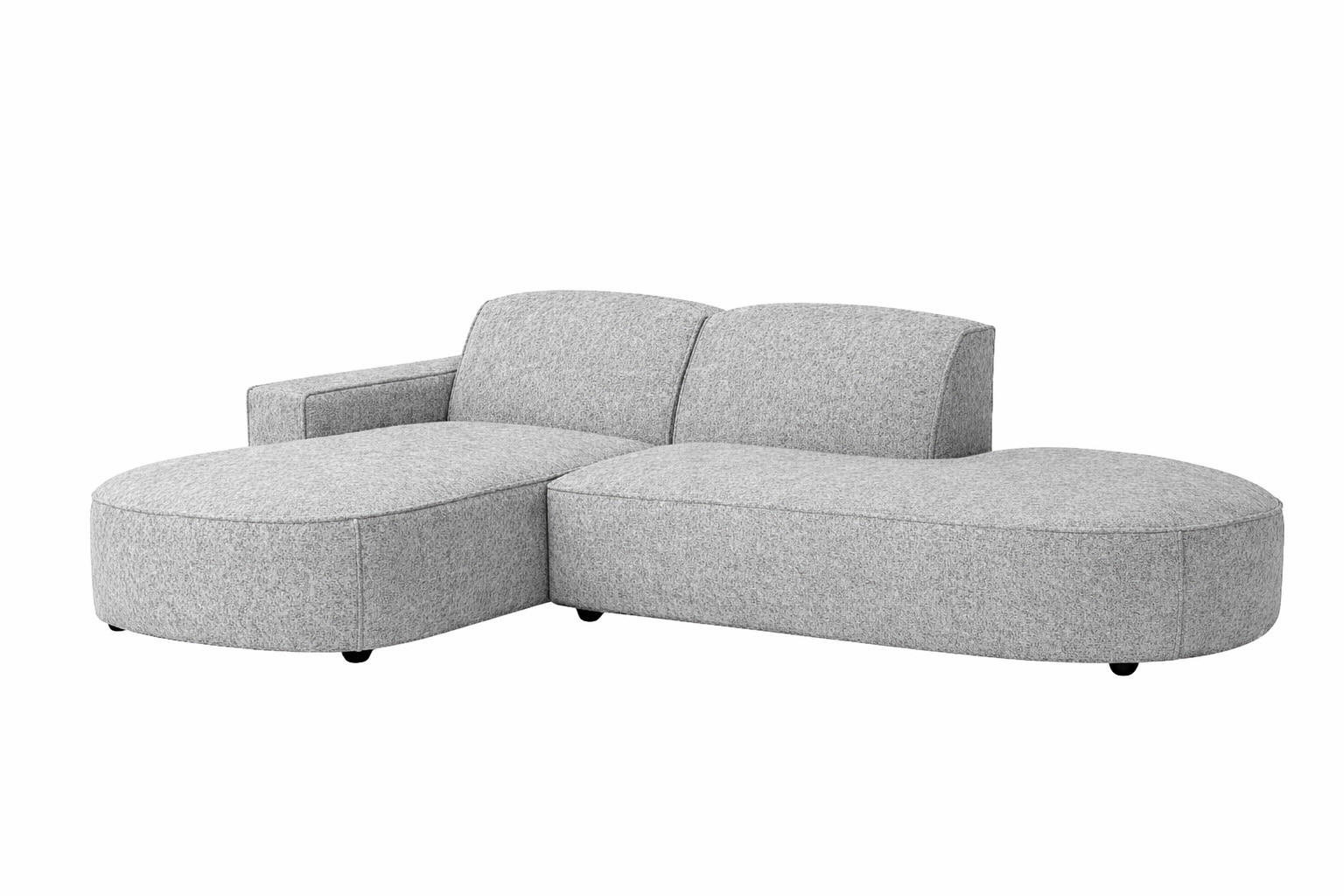 ECKSOFA Cursal Atelier, Stoff Artico, Cement, Links - Grau, Holz (284/166cm) - Kaiser Möbel