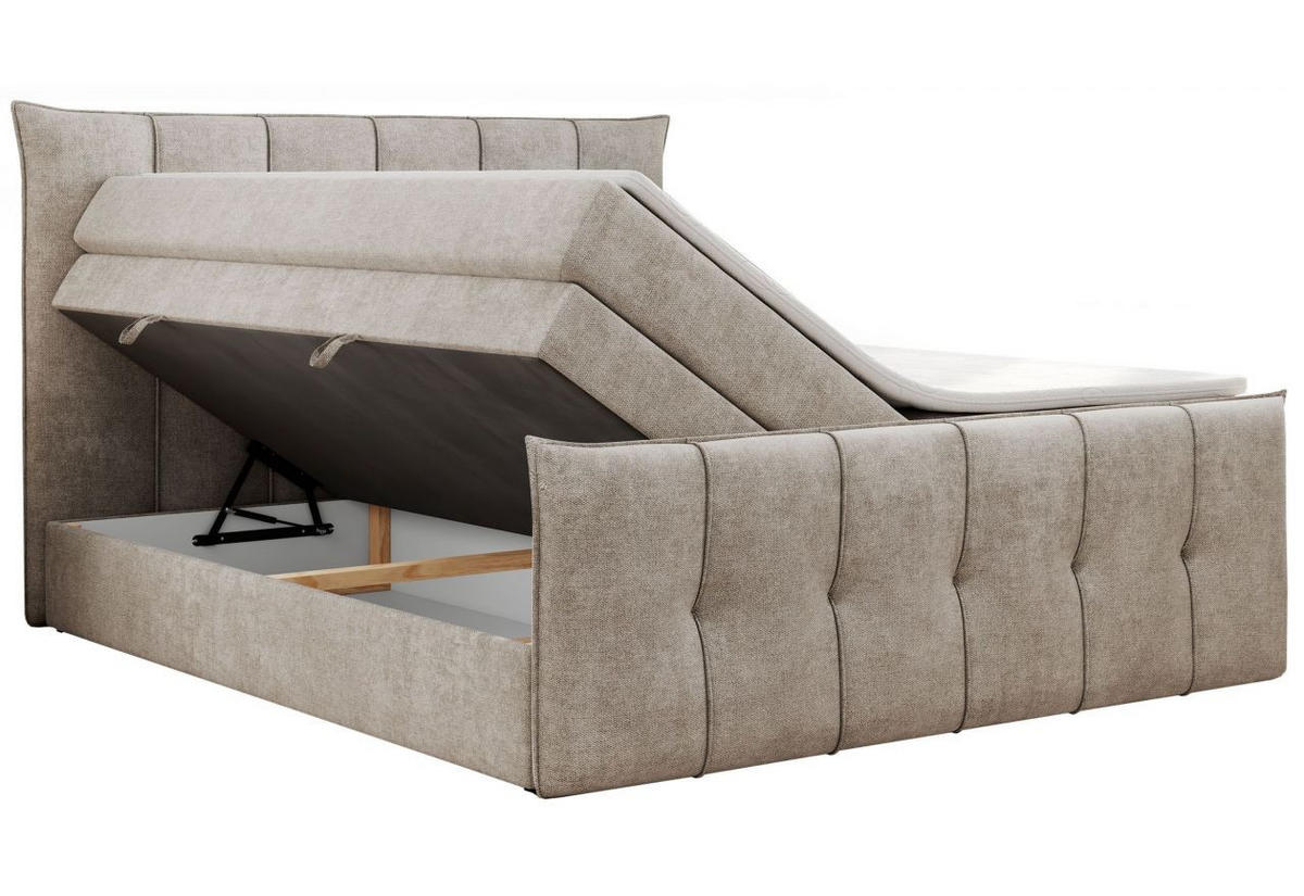 BOXSPRINGBETT SUPREME mit Topper und Bettkasten, Beige, 160x200 cm - Beige, Textil (160/200cm) - KS Home Concept