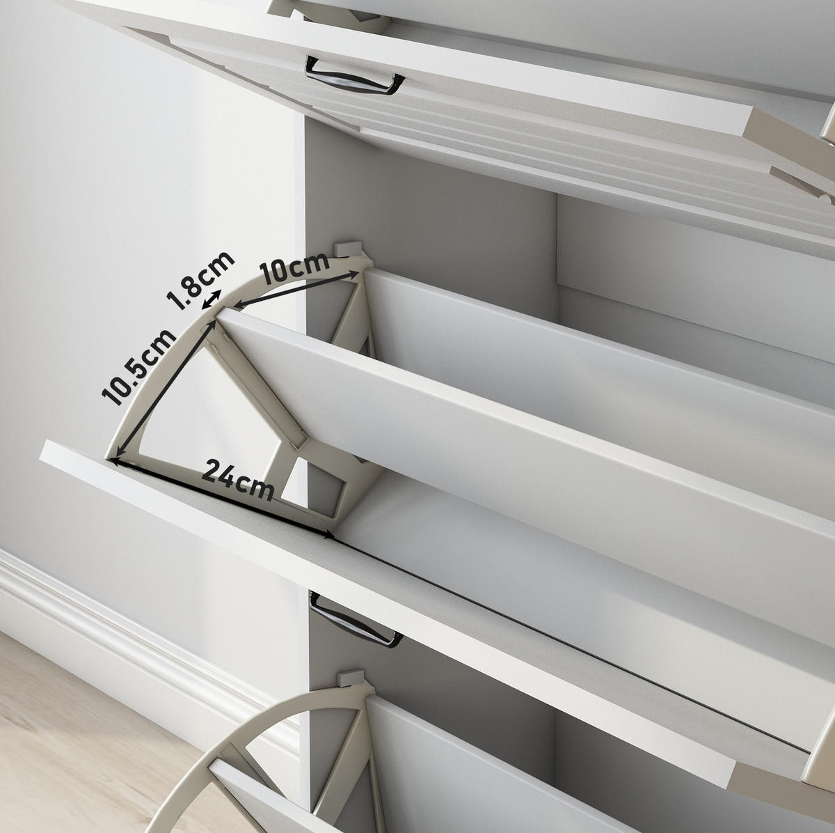 SCHUHSCHRANK mit 3 Klappen und 2 Schubladen 80 x 23,5 x 131 cm Weiß Natur - Braun, Holzwerkstoff (23.5/131/80cm) - Beauniv
