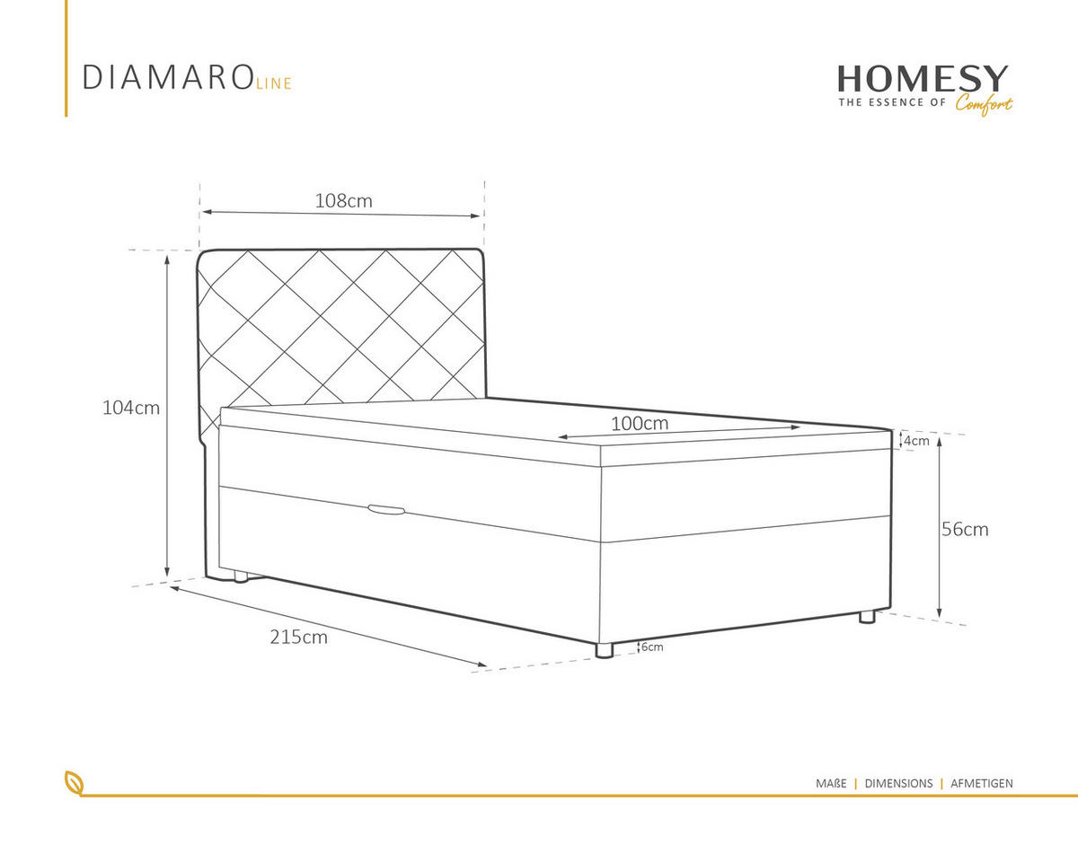 BOXBETT Diamaro 100x200 cm mit Bettkasten und Topper - Dunkelbeige - Beige, Holz (100/200cm) - Homesy