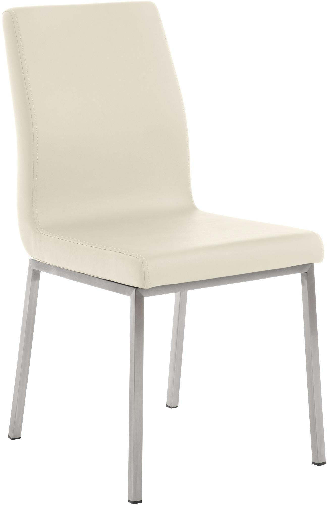STUHL Lederlook Creme - Edelstahlfarben/Creme, Textil/Metall (40/88/50cm) - CLP