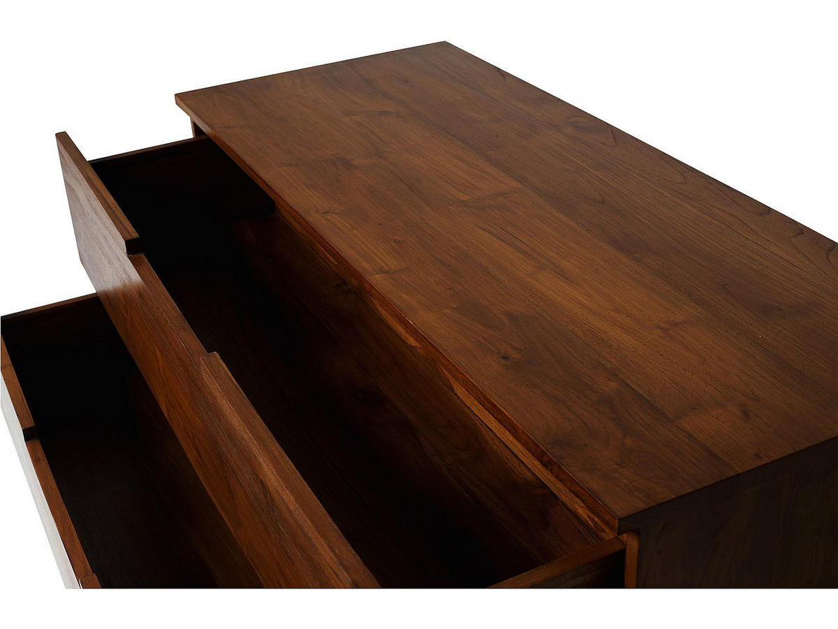 DOPPELWASCHTISCH - 115 cm x 45 cm - Keramik, Holz, Platte - Naturfarben Dunkel - BIMBING - Teakfarben, Keramik/Holz (115/45/45cm) - Vente-Unique
