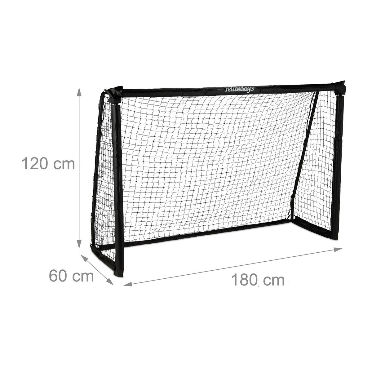 FUSSBALLTOR - Schwarz, Kunststoff/Metall (180/60cm) - Relaxdays