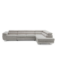 ECKSOFA WILD MAXI L Rechts mit Schlaffunktion 125x195 Chenille Grau - Chromfarben/Grau, Holz/Textil (350/203cm) - Muffo