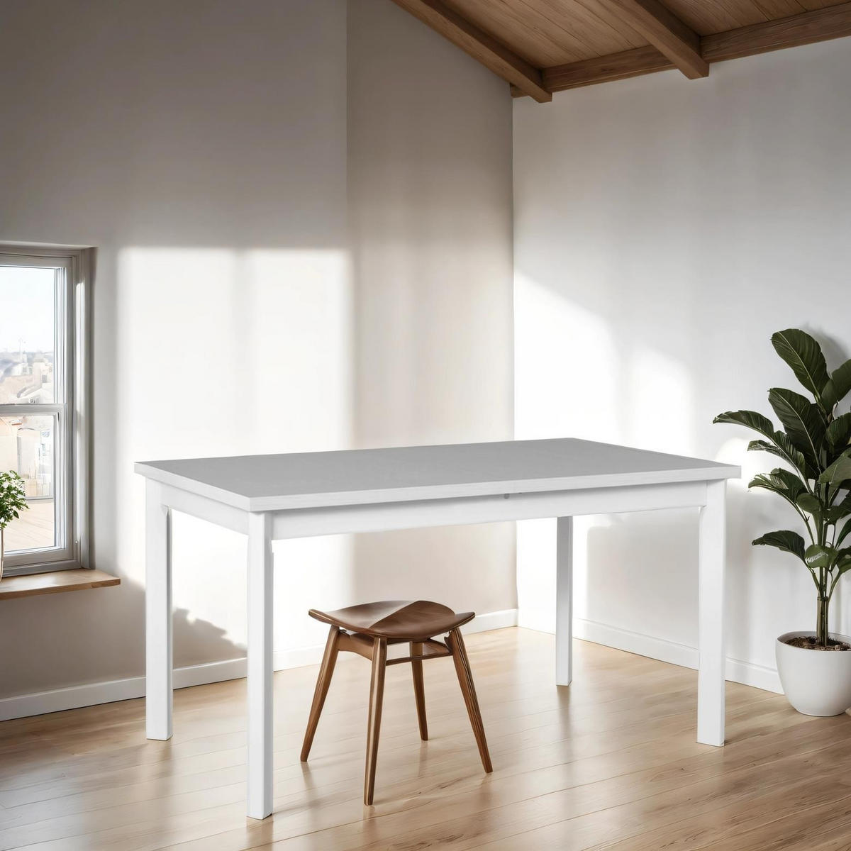 TISCH Max V-P Weiß, Klapptisch mit Holz Beine - Weiß, Holz/Holzwerkstoff (120/80/78cm) - Bettso