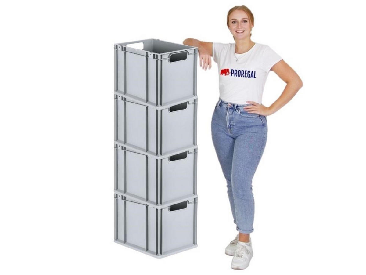EUROBOX 4x Nextgen Economy Griffe Offen 32x30x40cm 30 Liter - Grau, Kunststoff (30/32/40cm) - PROREGAL
