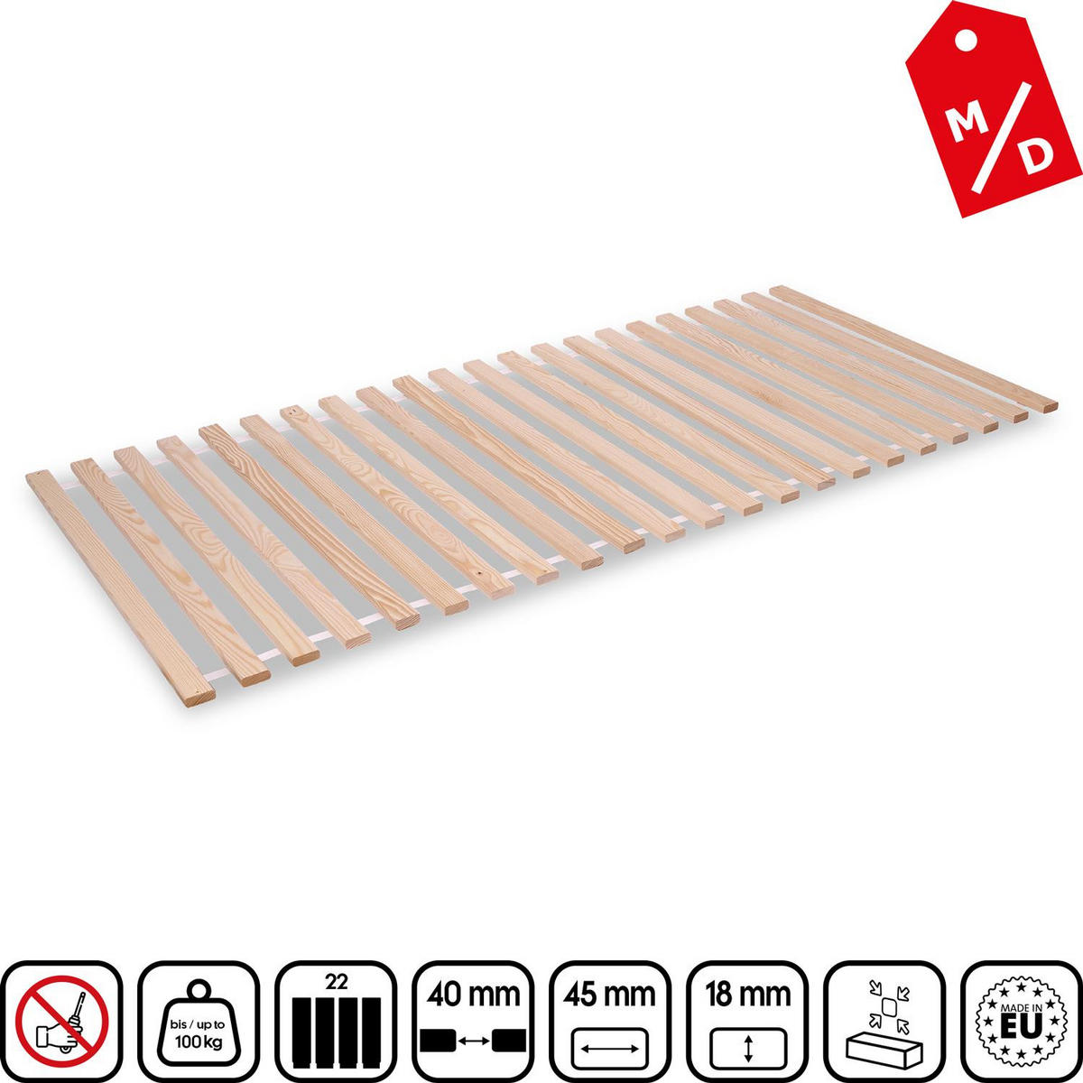 LATTENROST R22 80x200 cm - Weiß, Textil (80/200cm) - Matratzen Discount
