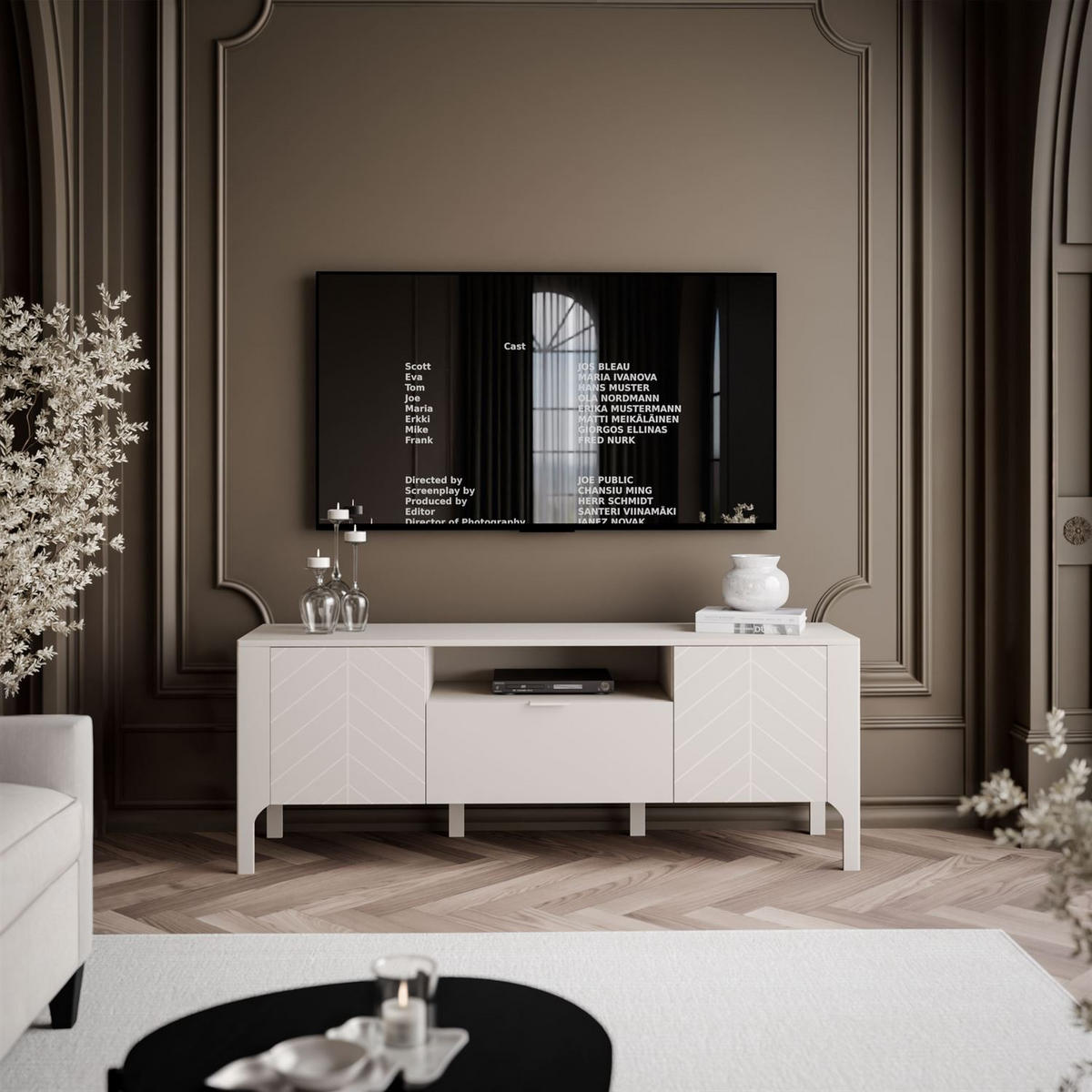 TV-SCHRANK LUMI mit Schublade 160 cm, Kaschmir - Kaschmir, Holzwerkstoff (160/57/41cm) - Lookway